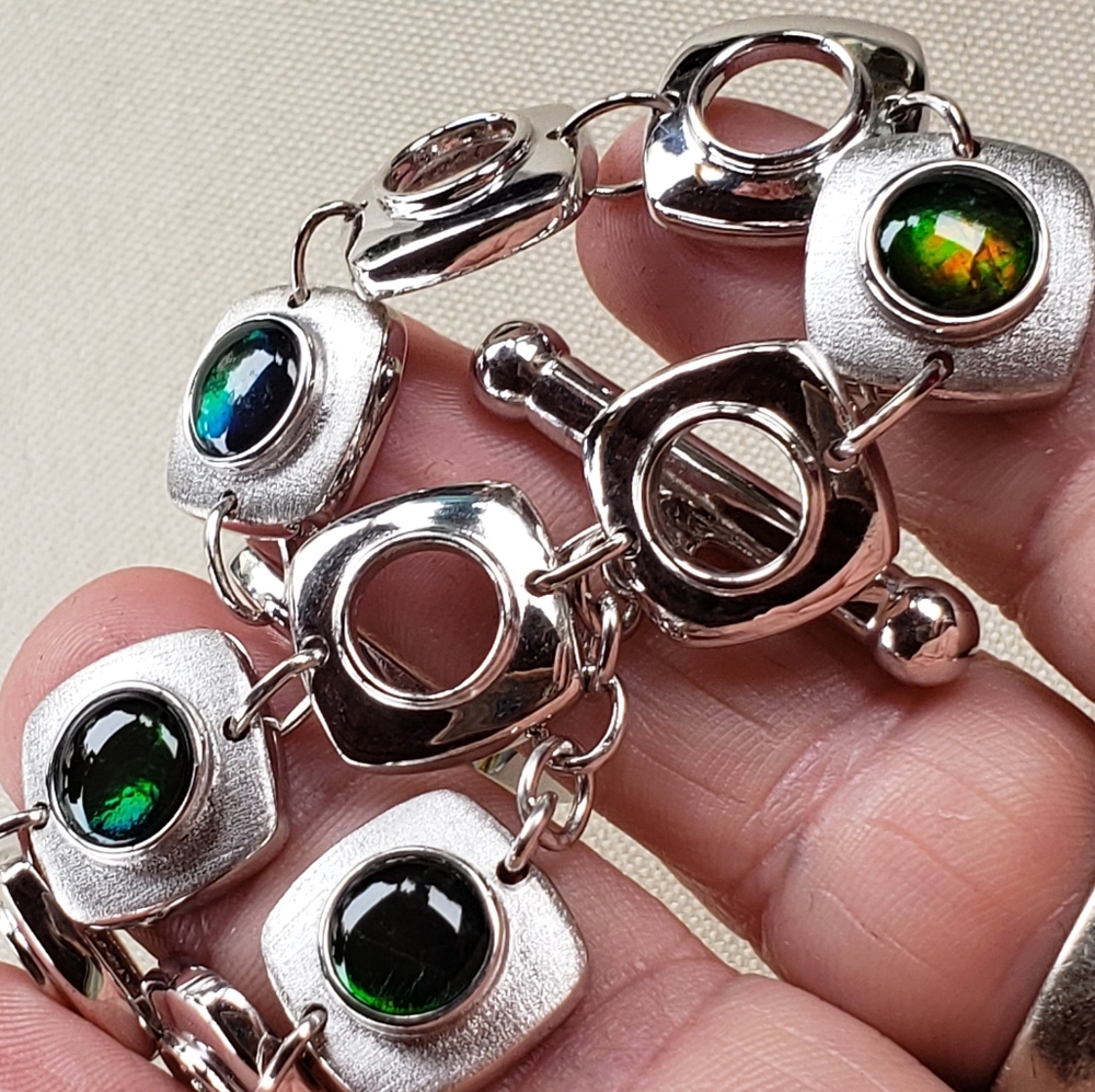 New authentic Korite ammolite gemstone 925 bracele